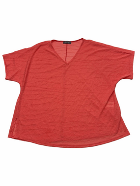 Mr Max Coral Peach V-Neck Semi Sheer Woman Lady XL Summery Top Shirt